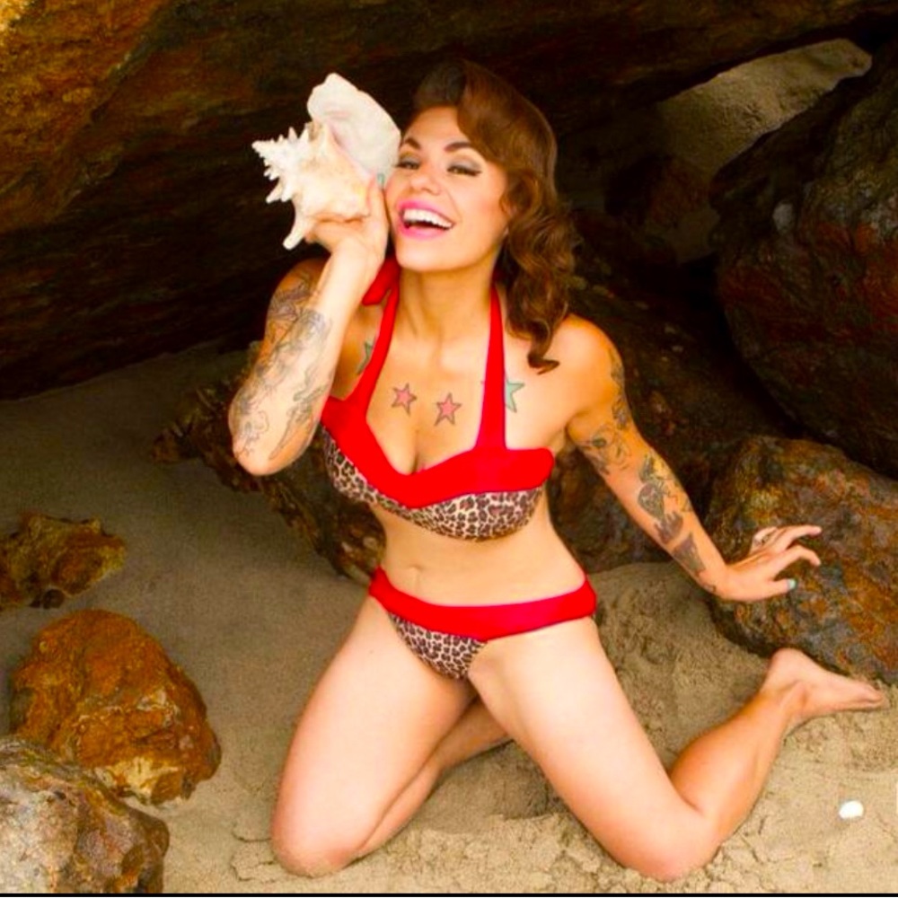 Sugar Doll retro leopard bikini set